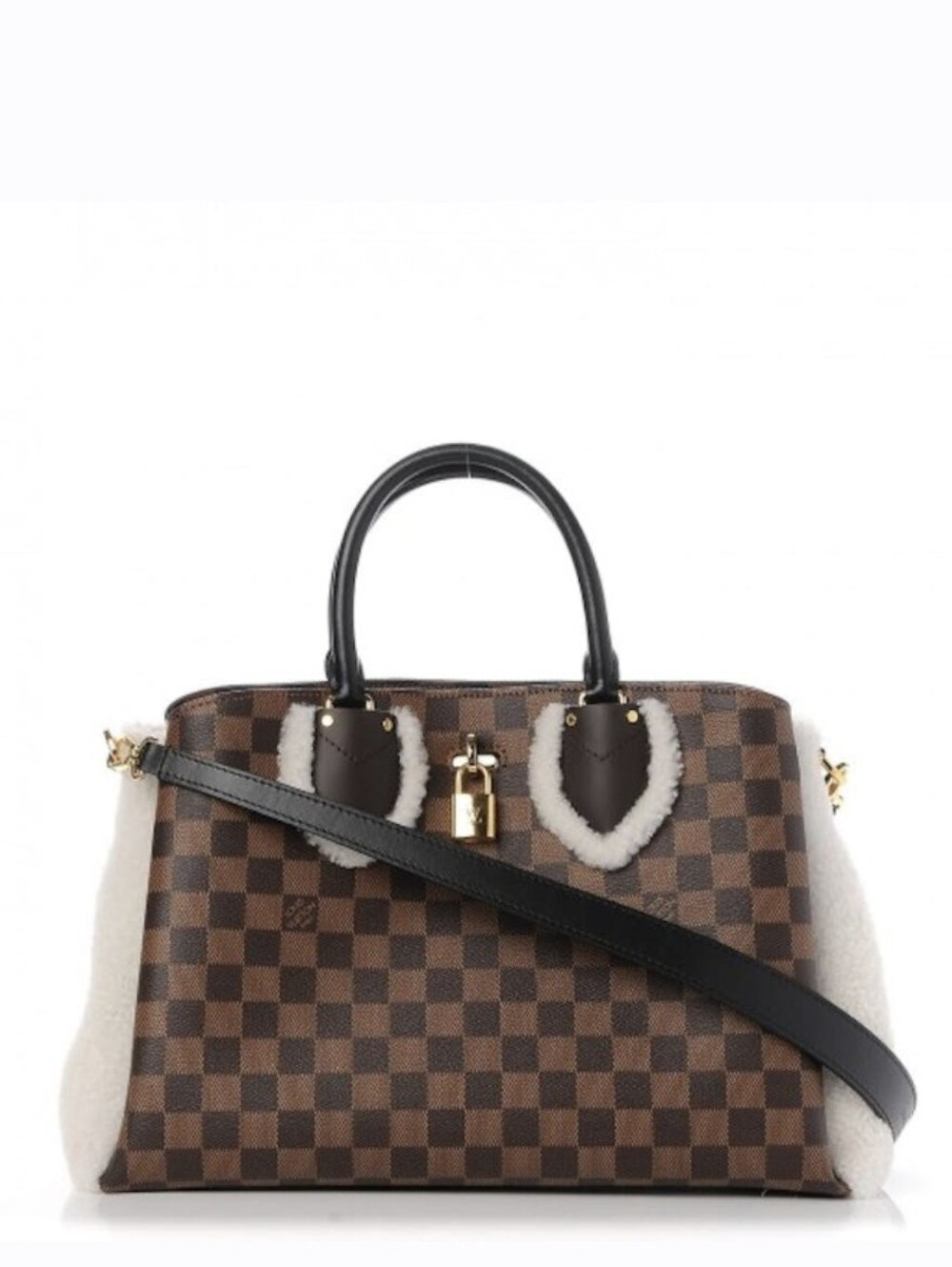 NEW!!! RARE!!! LOUIS VUITTON Damier Ebene Shearling Normandy LV Authenticated